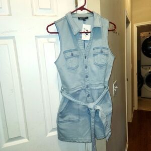 Ladies Size S Jumping Tomato Denim Romper